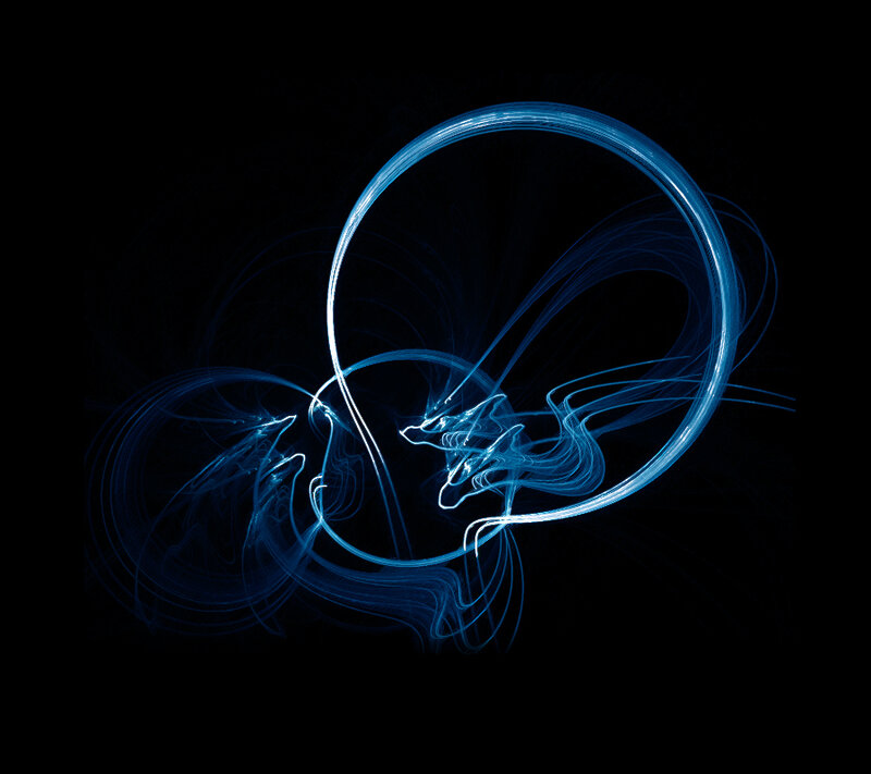 Blue light trails on black