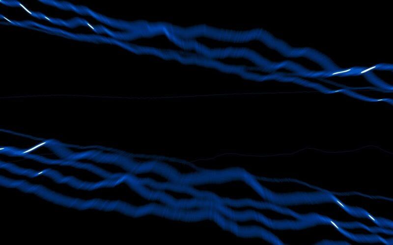 blue light trails on black