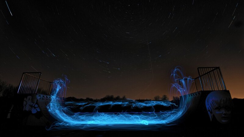 Blue Light Trails on Ramp