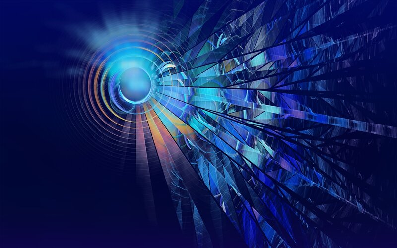 Blue Light Tunnel — Abstract, Digital Art, Circles
