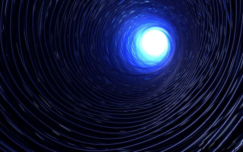 Blue Light Tunnel — Dramatic, Digital Art, White