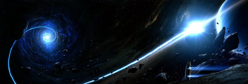 blue light tunnel in space