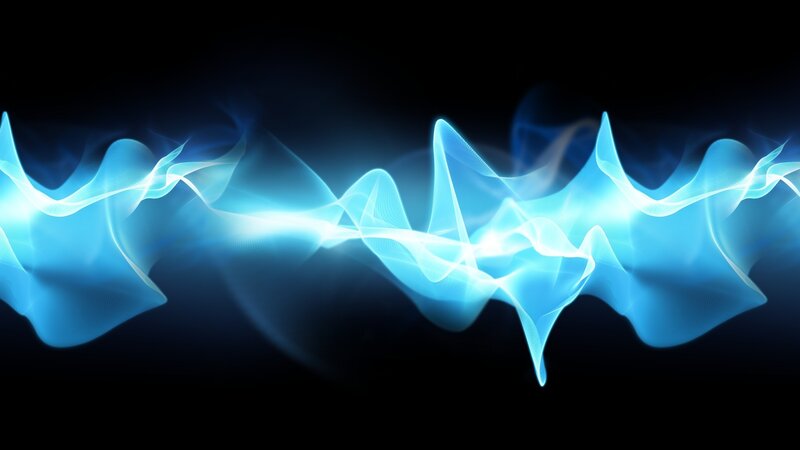 Blue Light Waves — Dynamic, Abstract, Dark Background, Black