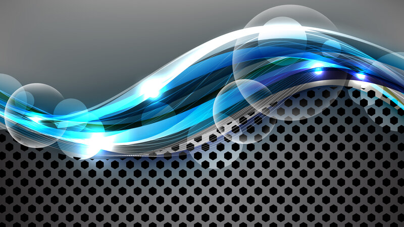 Blue Light Waves — Dynamic, Digital Art, Bubbles
