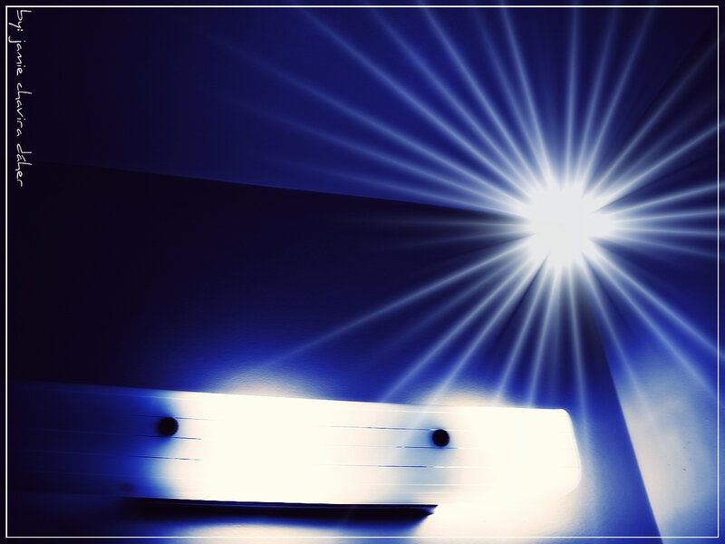 Blue light with starburst effect
