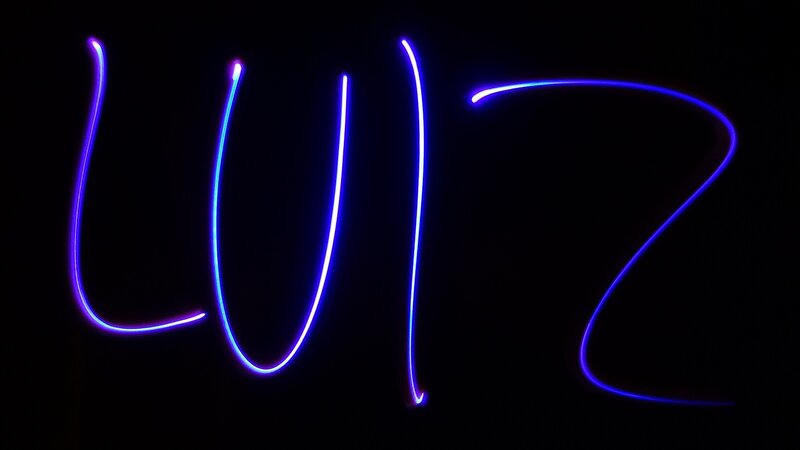 blue light writing of the word quiz