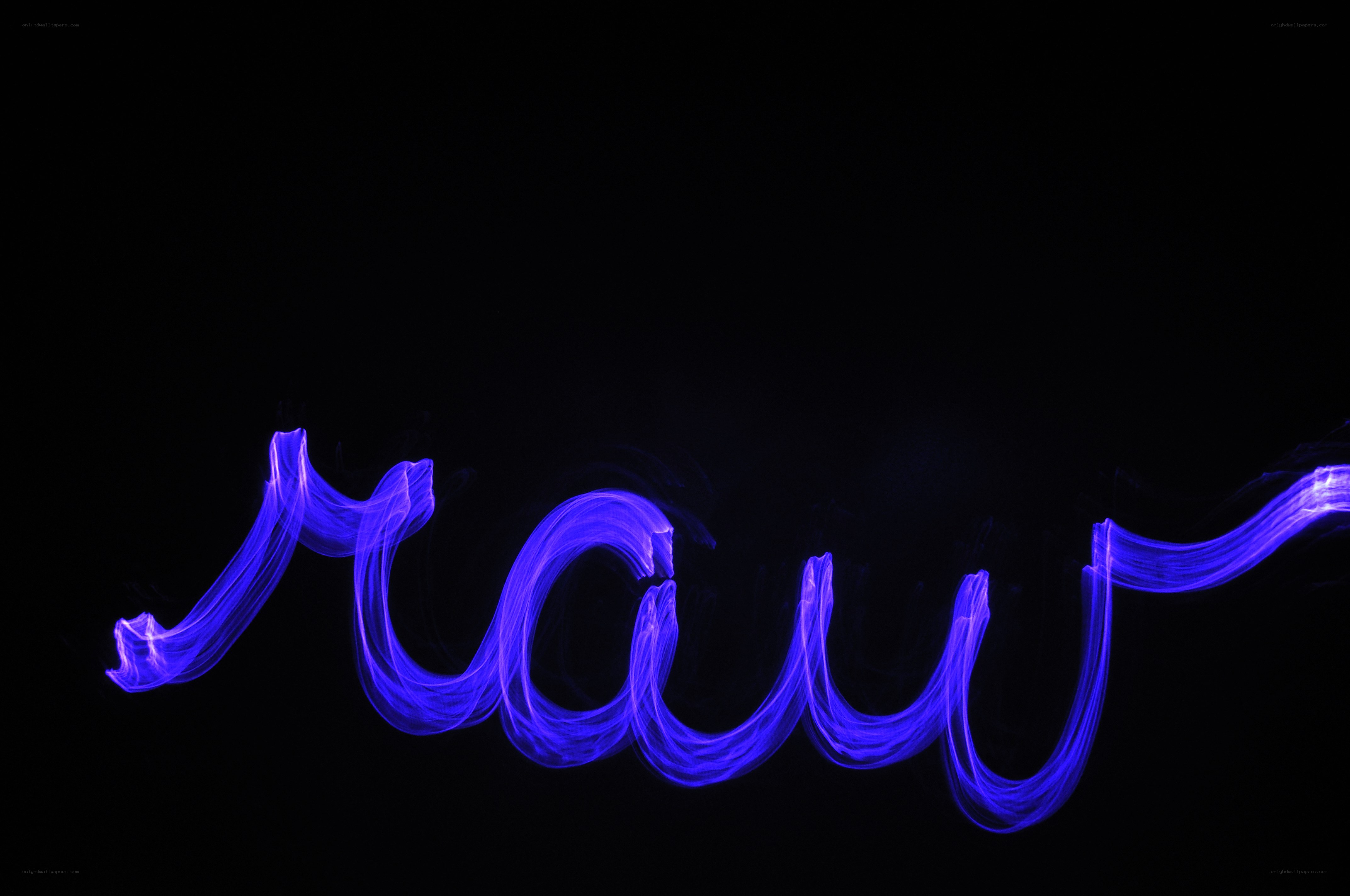 blue light writing on black