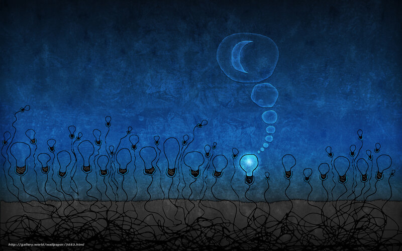 Blue lightbulb thought bubble