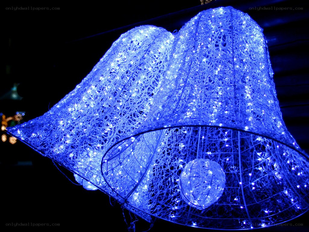 blue lighted bell decoration