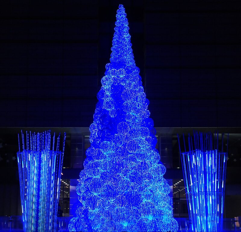 Blue Lighted Christmas Tree — Festive