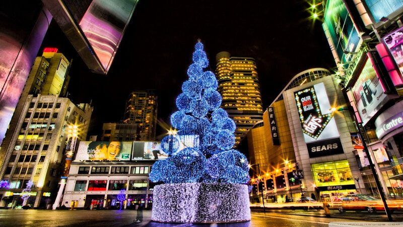 Blue Lighted Christmas Tree