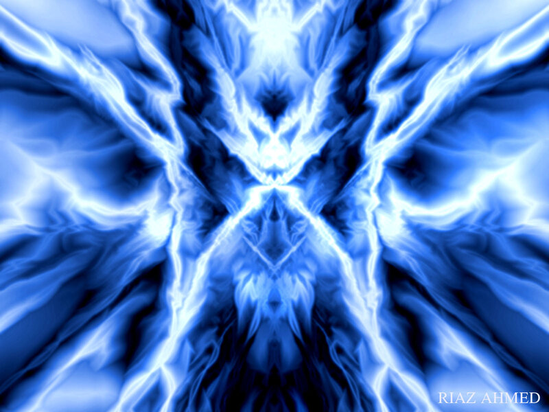 blue lightning abstract art