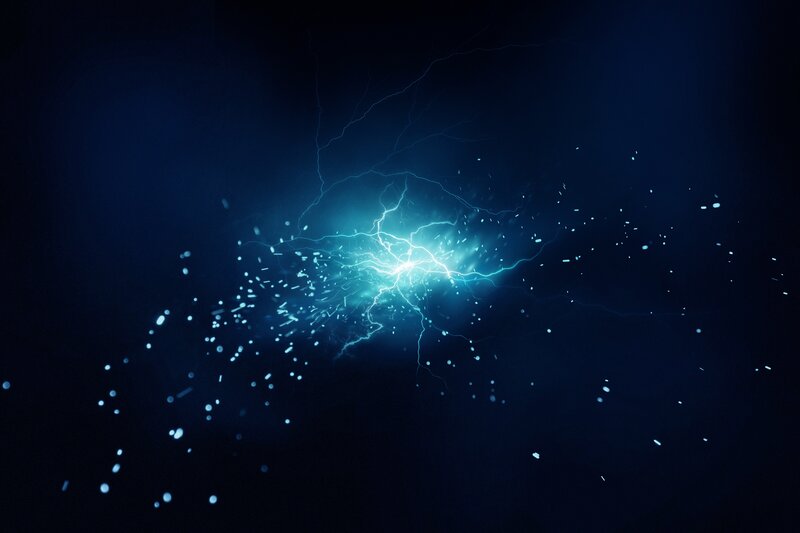 Blue Lightning Bolt — Dramatic, Digital Art