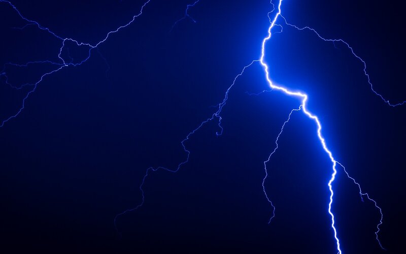 Blue Lightning Bolts — Dramatic, Night