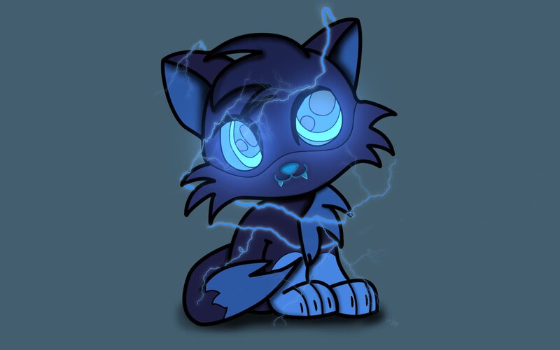 blue lightning cat character