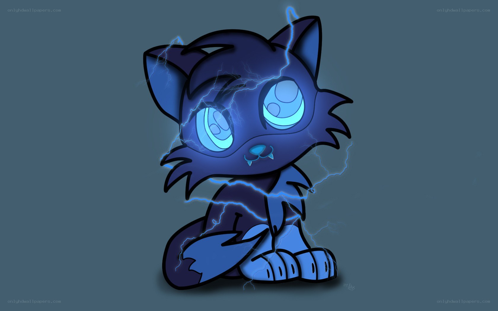 blue lightning cat character