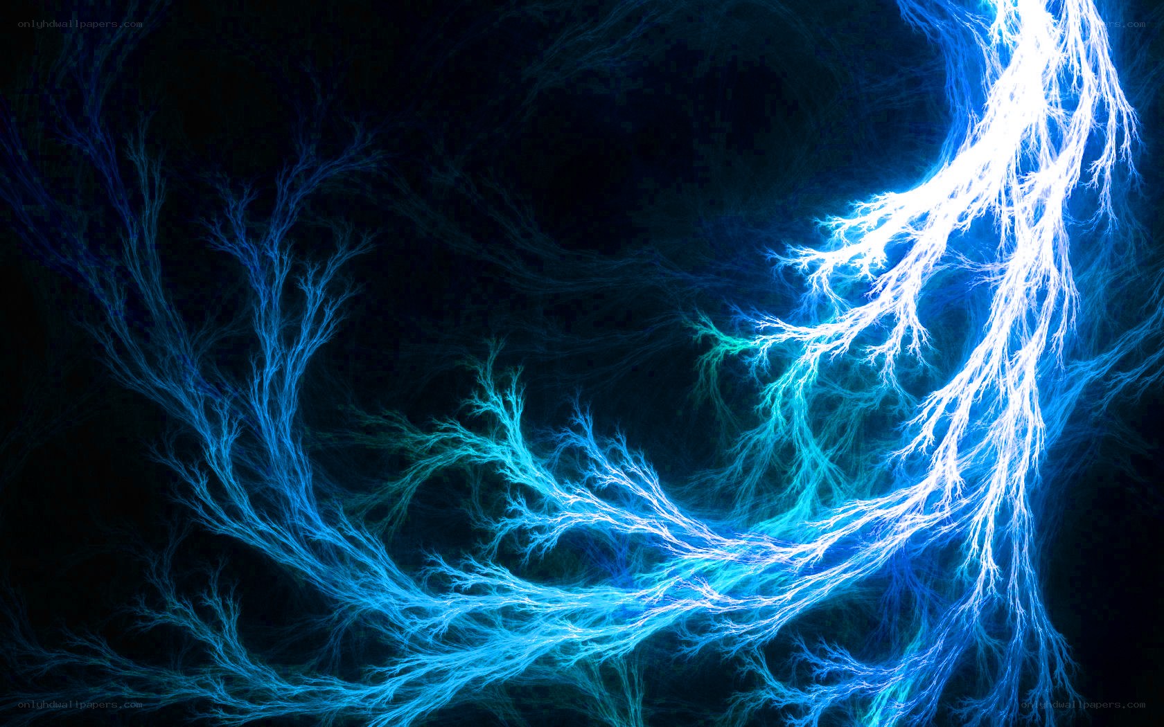 Blue lightning fractal pattern