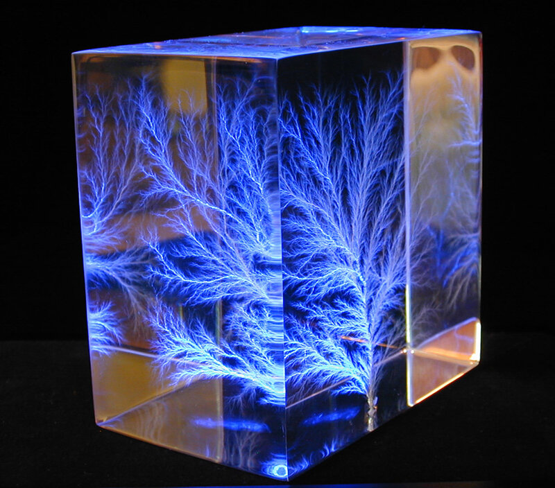 blue lightning in a cube