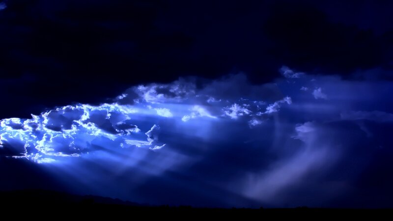 Blue Lightning in Clouds