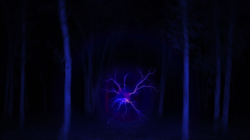Blue Lightning in Forest