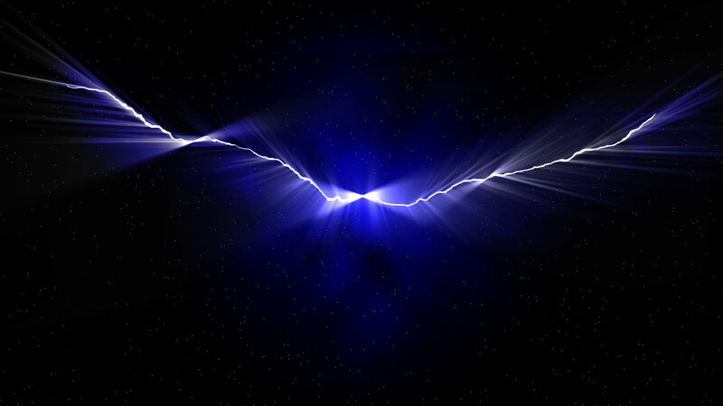 Blue lightning in space