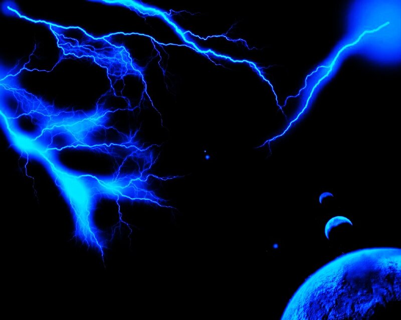 Blue Lightning in Space — Dramatic