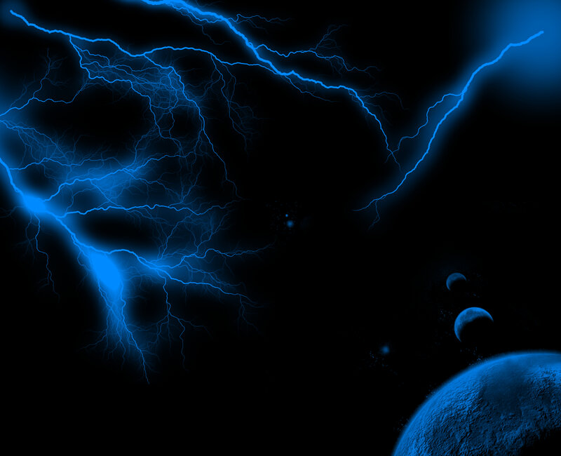 blue lightning in space