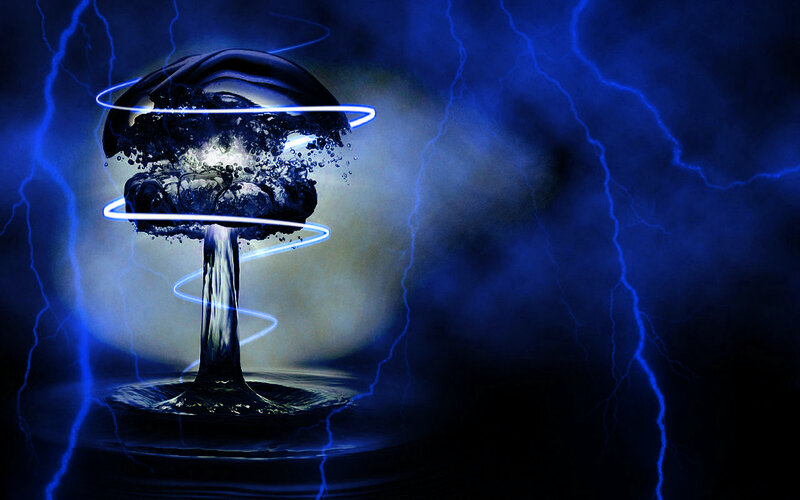 blue lightning mushroom cloud
