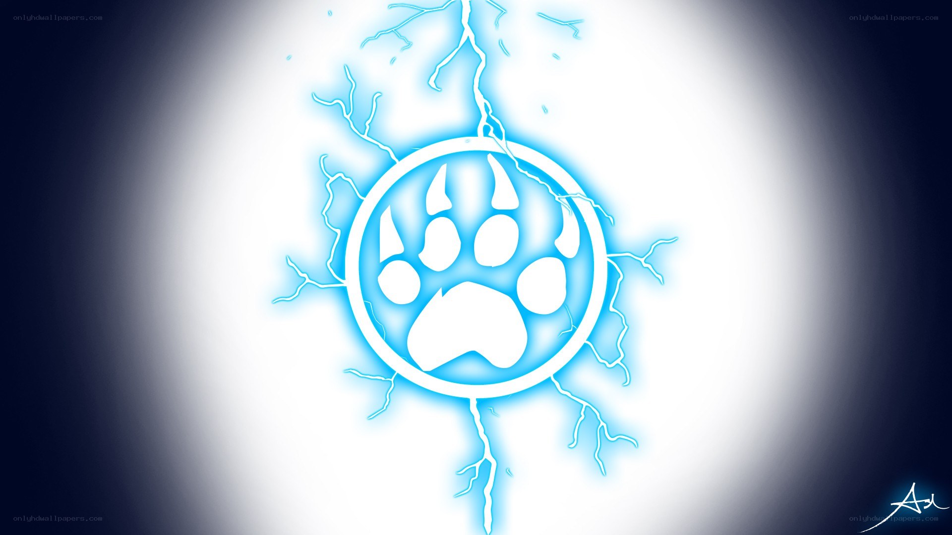 blue lightning paw print symbol