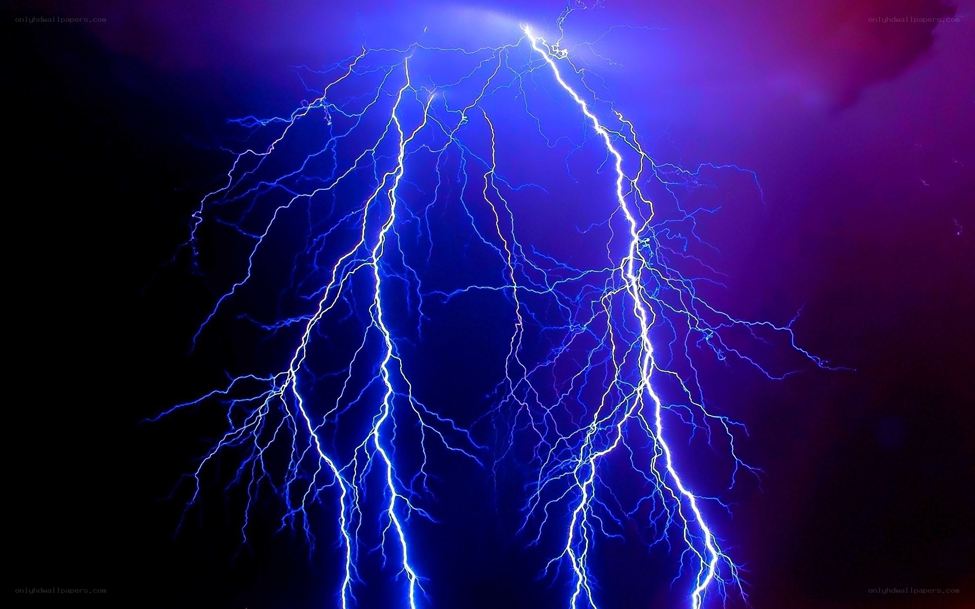 Blue lightning storm
