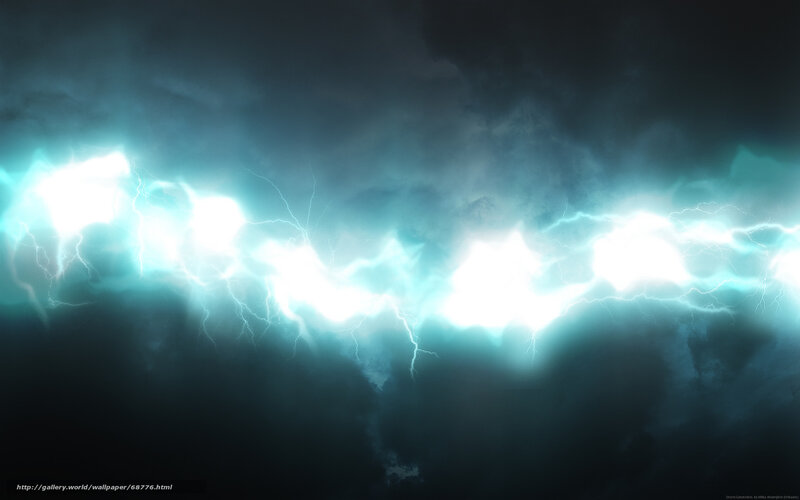 Blue lightning storm