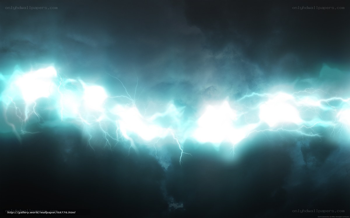 Blue lightning storm