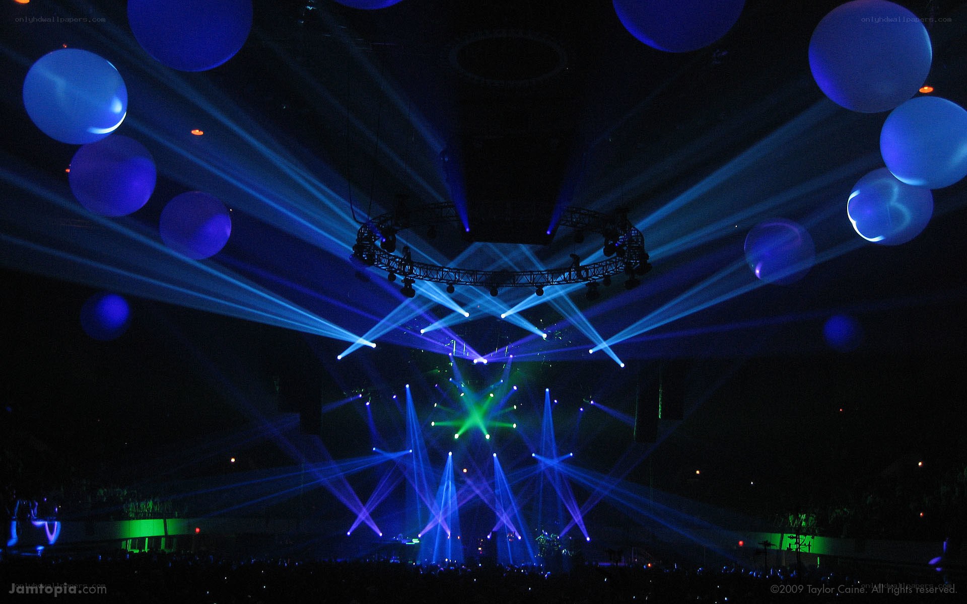 Blue lights at concert venue