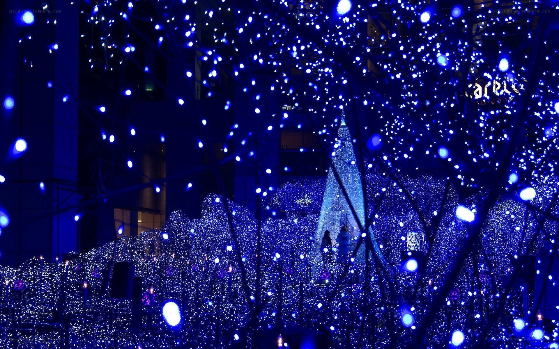 Blue lights at night