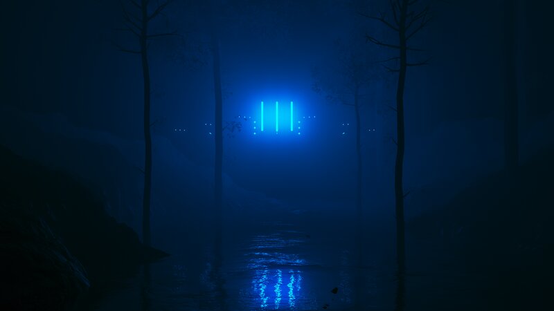 Blue Lights in Forest