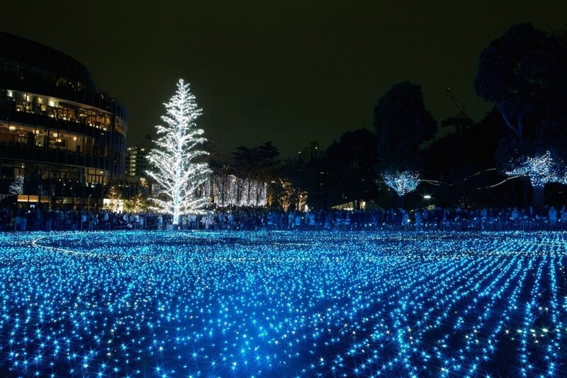 Blue Lights on Ground