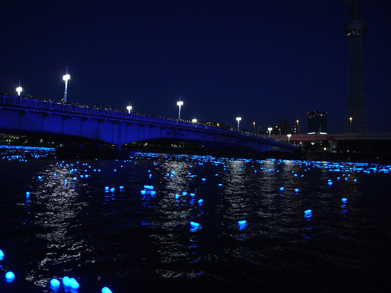 Blue Lights on River