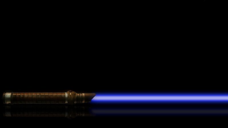 blue lightsaber on black background