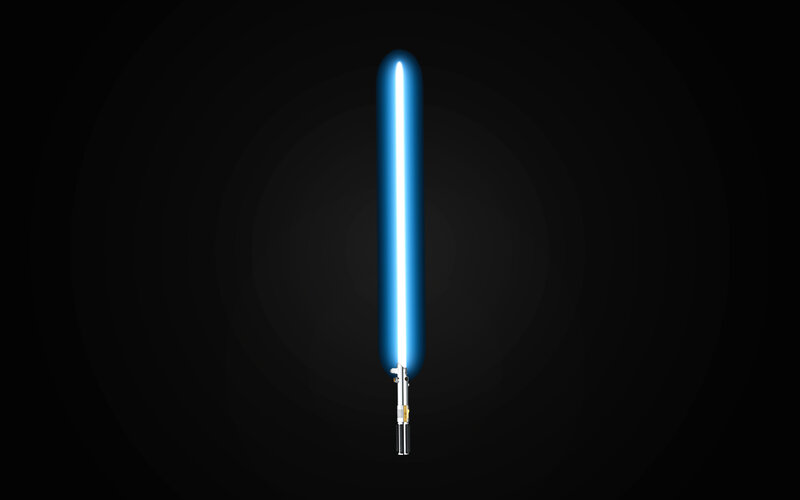blue lightsaber on black