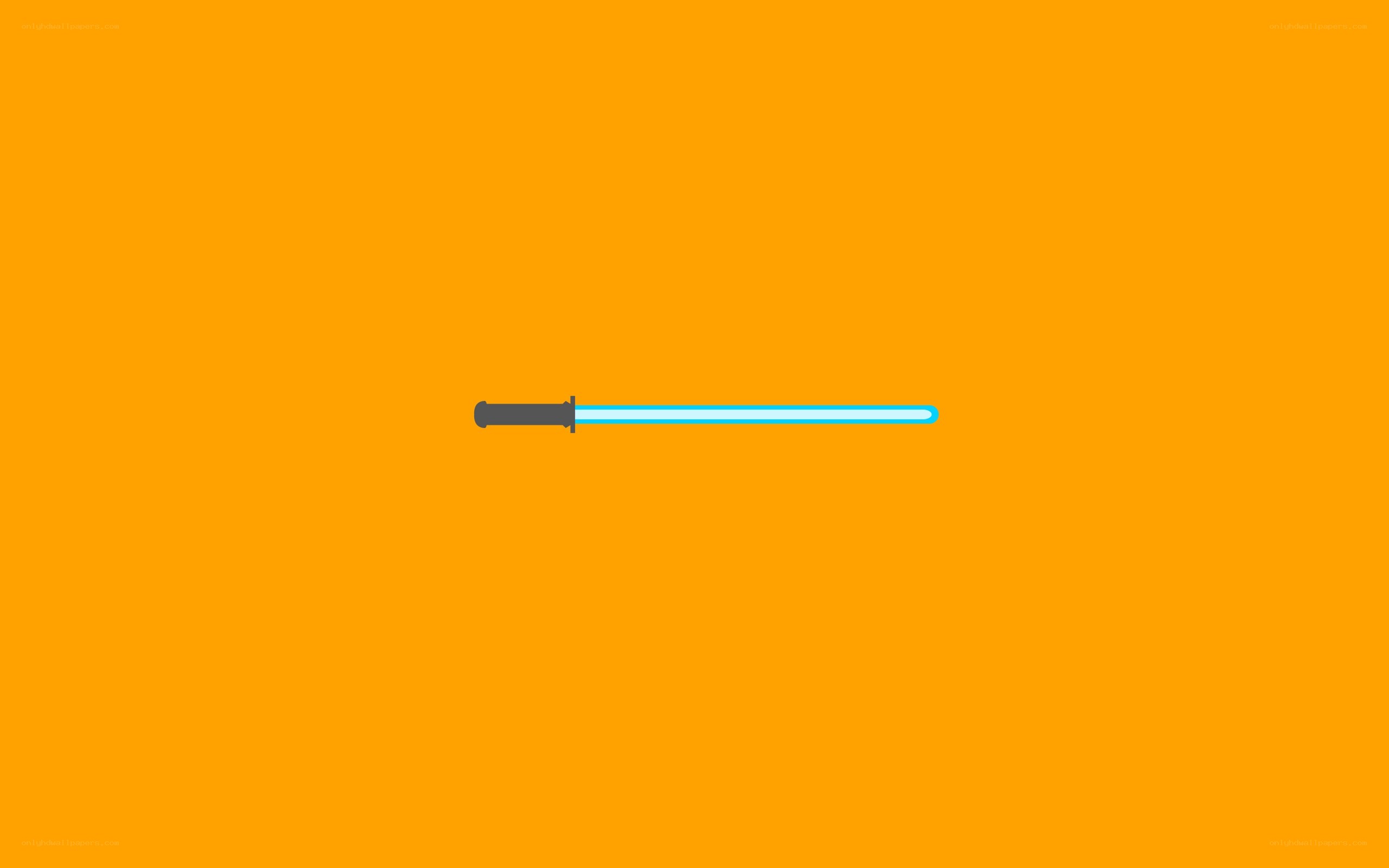 blue lightsaber on orange