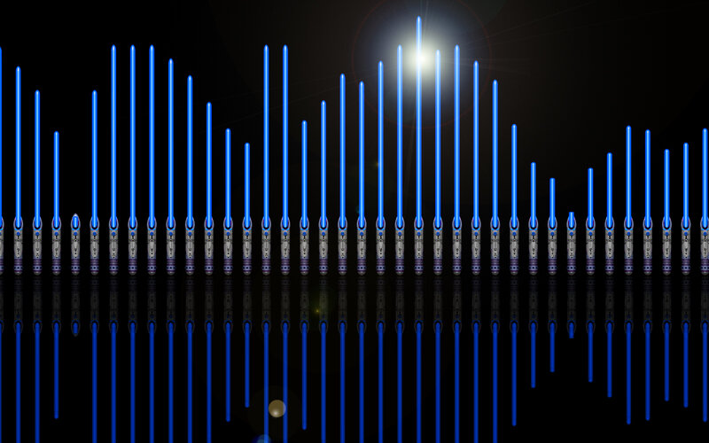 Blue lightsabers in audio visualizer