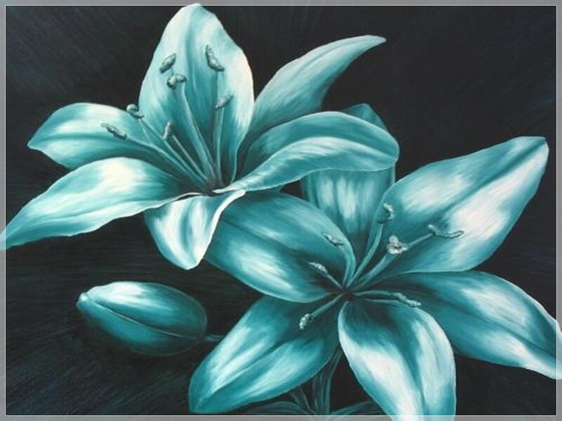 Blue Lilies on Black