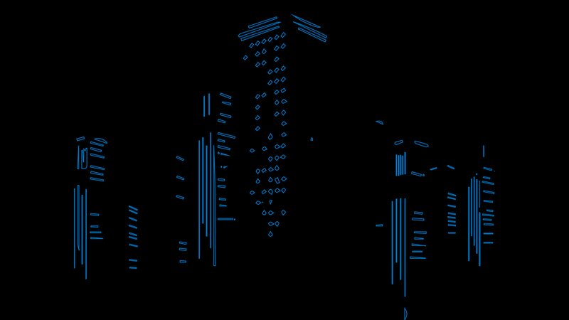 Blue Line Art Cityscape