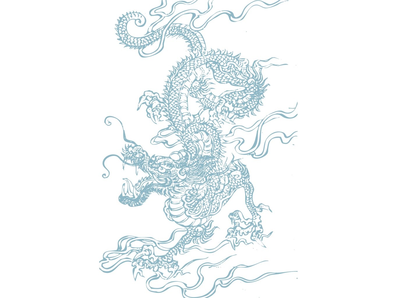 blue line art dragon
