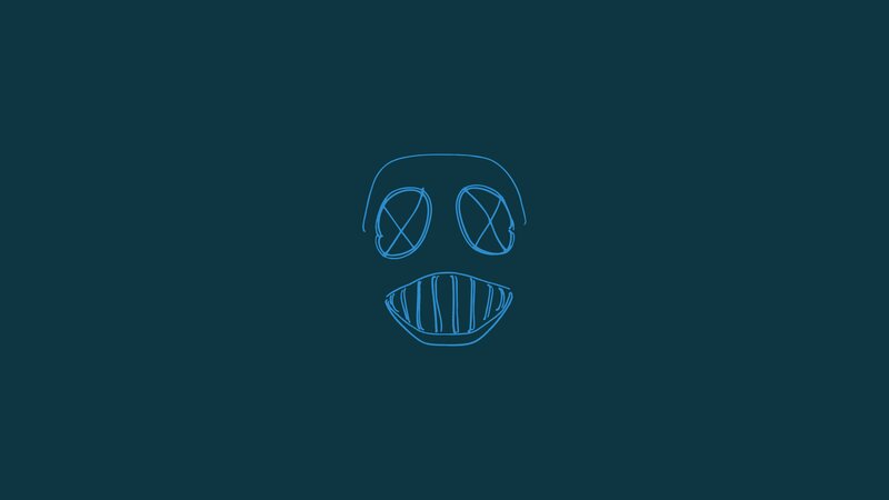 Blue Line Drawing of a Face