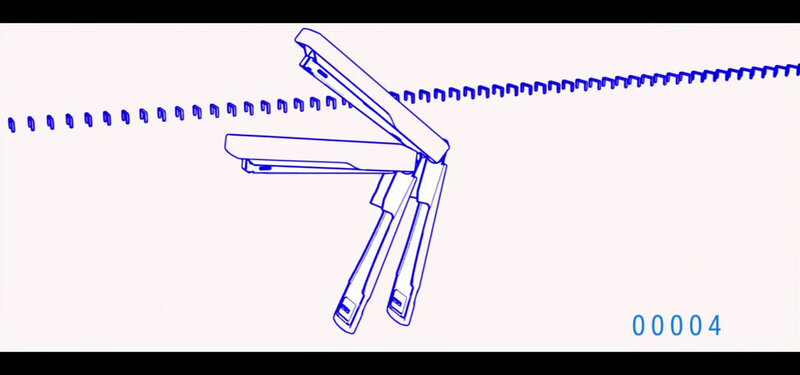 blue line drawing of staplers