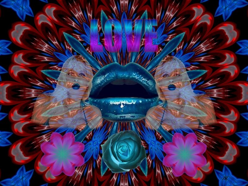 Blue Lips and Flowers