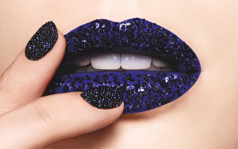 Blue Lips with Beads