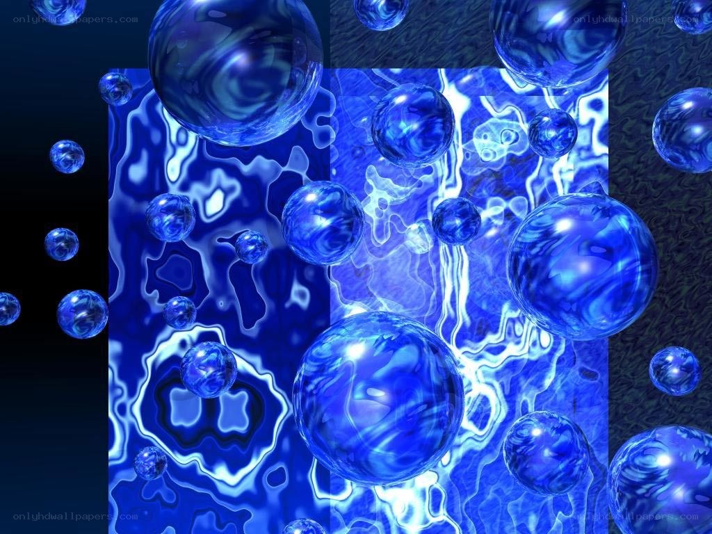 Blue liquid bubbles abstract