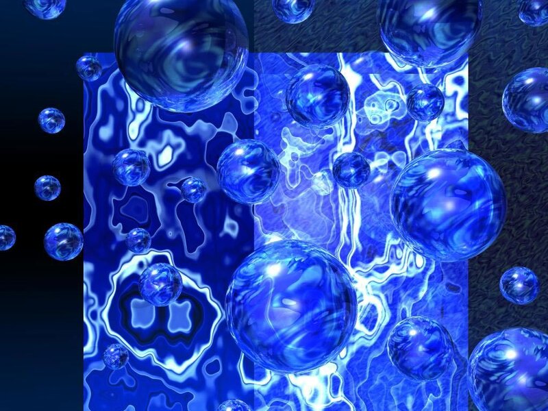 Blue Liquid Bubbles — Abstract, Digital Art